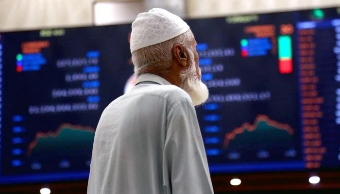 Broker is busy in trading at Pakistan Stock Exchange (PSX) in Karachi on Tuesday, July 1, 2025. — PPI