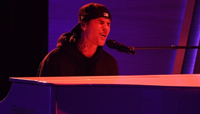 Canadian singer-songwriter Justin Bieber performs onstage during the 64th Annual Grammy Awards at the MGM Grand Garden Arena in Las Vegas on April 3, 2022. — AFP