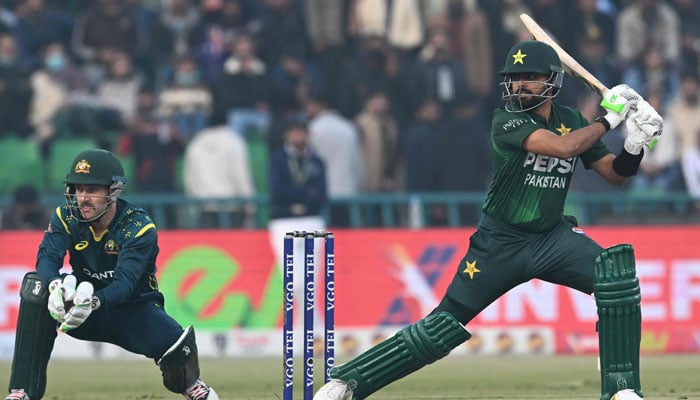 Pakistan’s Babar Azam plays a shot during the second Twenty20 international cricket match between Pakistan and Australia at the Gaddafi Stadium in Lahore on January 31, 2026. — AFP