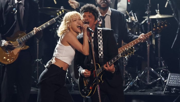 Rose and Bruno Mars perform onstage during the 68th GRAMMY Awards at Crypto.com Arena on February 01, 2026, in Los Angeles, California. — AFP
