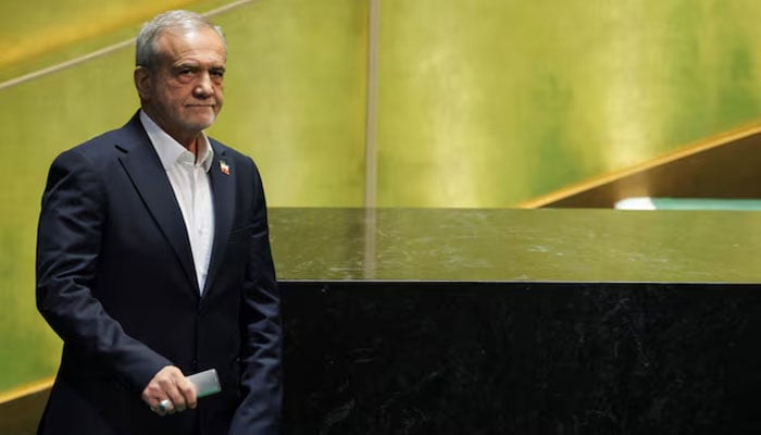Irans President Masoud Pezeshkian walks to address the 80th United Nations General Assembly (UNGA) at the UN headquarters in New York, US on September 24, 2025. — Reuters