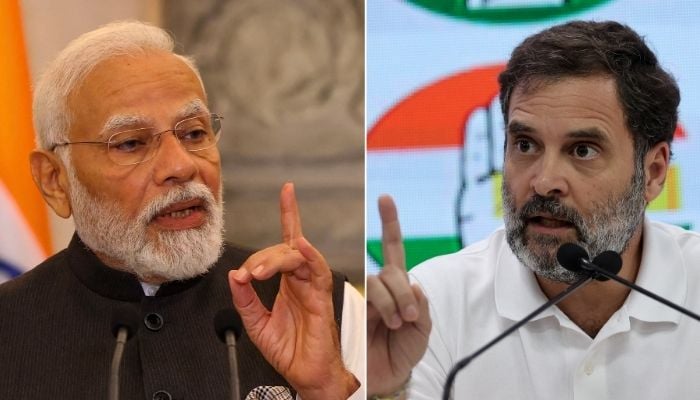 The collage shows Prime Minister Narendra Modi (left) and Indian National Congress leader Rahul Gandhi (left) and. — Reuters/ File