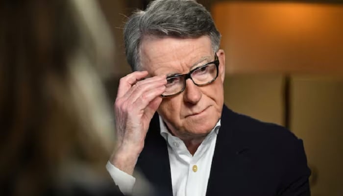 Peter Mandelson, former British ambassador to the U.S., attends an interview pre-recorded for the BBCs Sunday with Laura Kuenssberg TV programme, in London, Britain, January 10, 2026.— Reuters