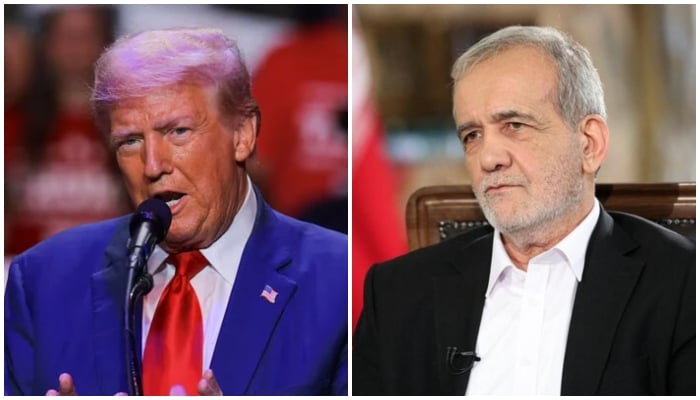 A collage showing US President Donald Trump (left) and Iranian President Masoud Pezeshkian. — Reuters/AFP/File