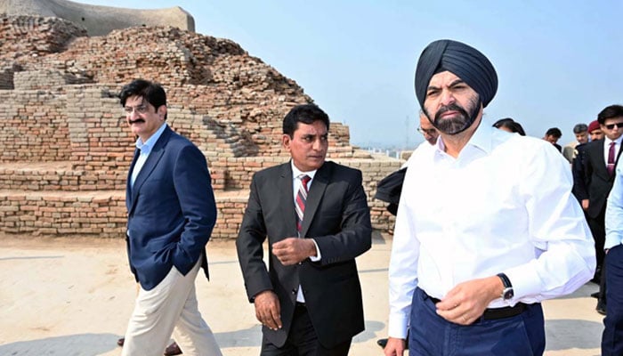 World Bank President, Ajay Banga (right) visits the ancient archaeological site of Mohenjo-daro on Februaury 4, 2026— APP