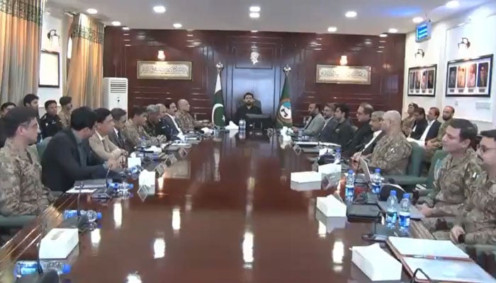Khyber Pakhtunkhwa Chief Minister Sohail Afridi chairs provincial apex committee meeting on February 5, 2026. — X/@GovernmentKP/screengrab