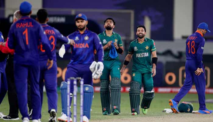 Pakistans Mohammad Rizwan and Babar Azam celebrate after winning the match against India during ICC Mens T20 World Cup 2021. — Reuters/File