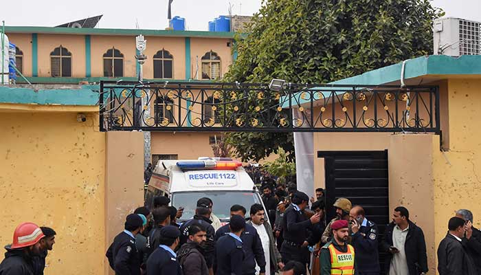 An ambulance evacuates casulties after a deadly explosion at a mosque in Islamabad, Pakistan, February 6, 2026. — Reuters