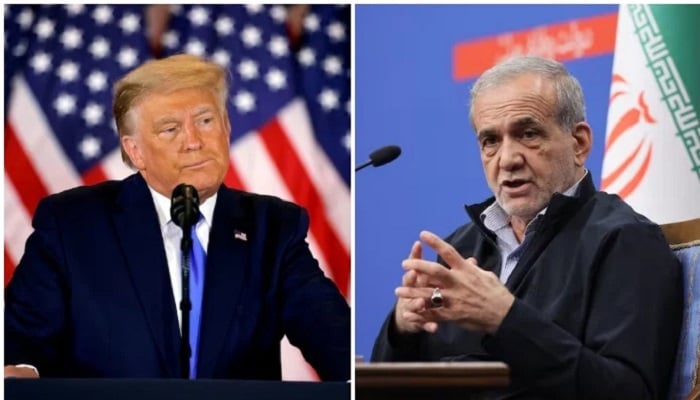 A collage showing US President Donald Trump (left) and Iranian President Masoud Pezeshkian. — Reuters/File