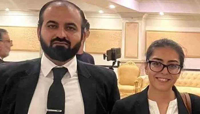 Rights activist Imaan Mazari pictured with her husband Advocate Hadi Ali Chattha. — X/@AsadAToor