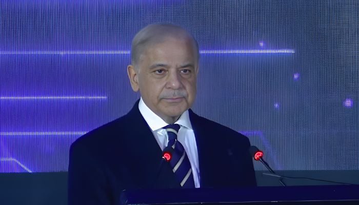 Prime Minister Shehbaz Sharif addresses inauguration ceremony of Indus AI Week 2026 in Islamabad, February 9, 2026. — Screengrab via YouTube/Geo News