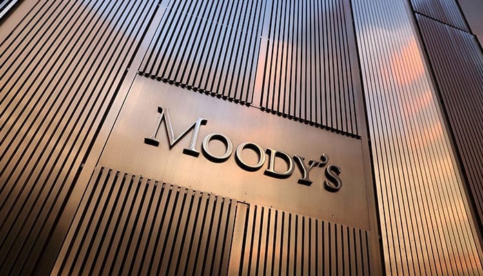 Signage is seen outside the Moodys Corporation headquarters in Manhattan, New York, US, November 12, 2021. — Reuters