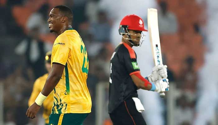 South Africas Lungi Ngidi celebrates taking a wicket during their ICC Mens T20 World Cup match against Canada at the Narendra Modi Stadium in Ahmedabad on February 9, 2026. — ICC
