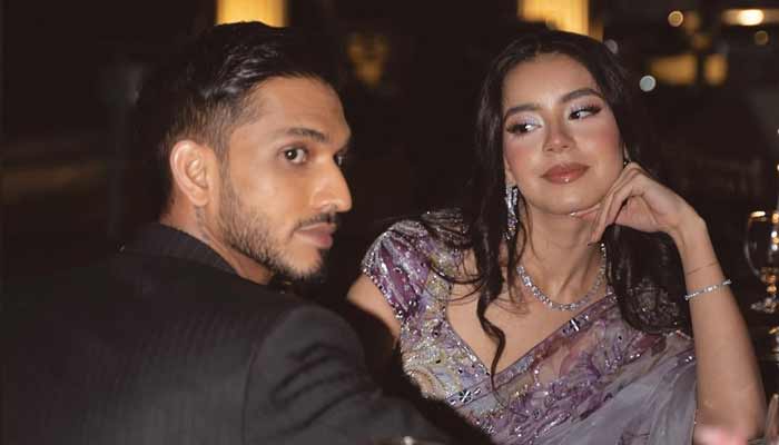 Rapper Talha Anjum with her fiancee after their engagement. — Instagram/@Talhaanjum