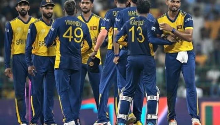 Sri Lanka celebrate a wicket during the ICC Mens T20 World Cup 2026 match against Oman at Pallekele Cricket Stadium on February 12, 2026, in Kandy, Sri Lanka. — AFP