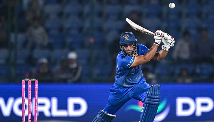UAEs Sohaib Khan plays a shot during ICC Mens T20 World Cup 2026 group stage match against Canada at Arun Jaitley Stadium, Delhi, on February 13, 2026. — AFP