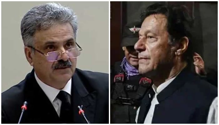 Chief Justice of Pakistan Yahya Afridi (left) and PTI founder Imran Khan. — Screengrab via GeoNews/AFP