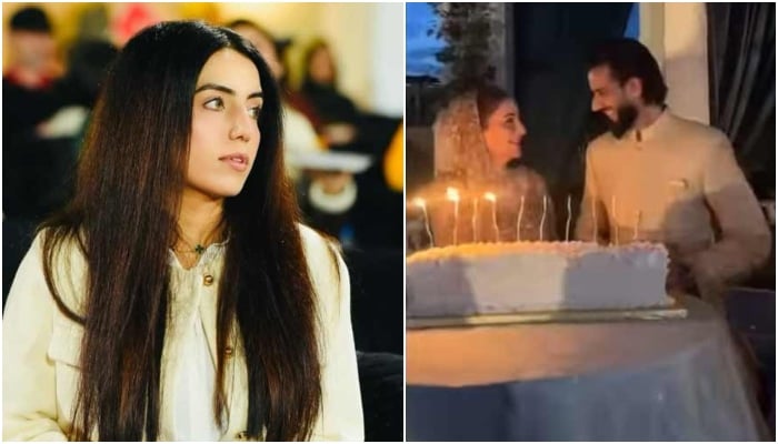 All-rounder Imad Wasims ex-wife, Sannia Ashfaq (left) in an undated picture and on (right) cricketer poses in his with his second wife in the wedding ceremony. — Instagram/@Sannia_Ashraf2