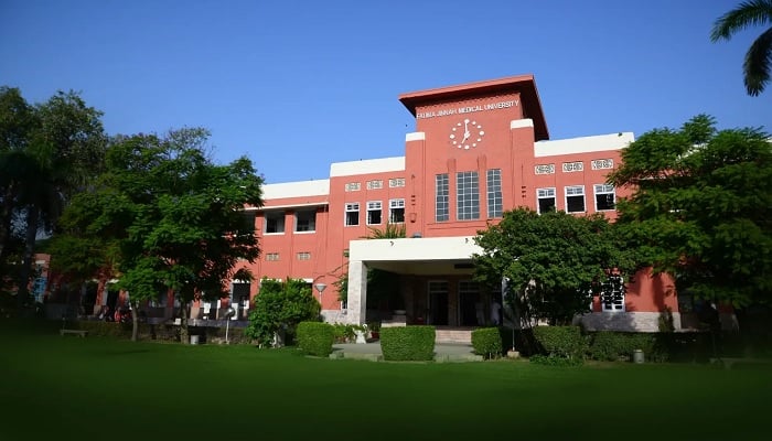 The facade of  Fatima Jinnah Medical University, Lahore. — www.fjmu.edu.pk