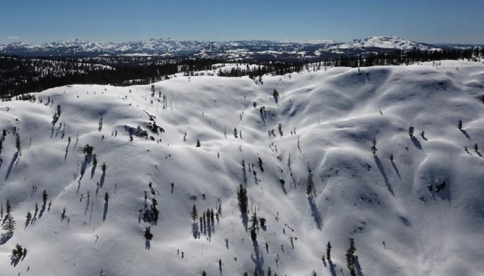 The snow-covered Sierra Nevada Mountains are seen from the air during a Pacific Gas and Electric snowpack survey near Nevada City, California, US, April 3, 2017. — Reuters