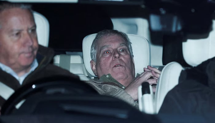 Andrew Mountbatten Windsor, younger brother of Britain’s King Charles, formerly known as Prince Andrew, leaves Aylsham Police Station on a vehicle, on the day he was arrested on suspicion of misconduct in public office, after the US Justice Department released more records tied to the late financier and convicted sex offender Jeffrey Epstein, in Aylsham, Britain, February 19, 2026. —  Reuters