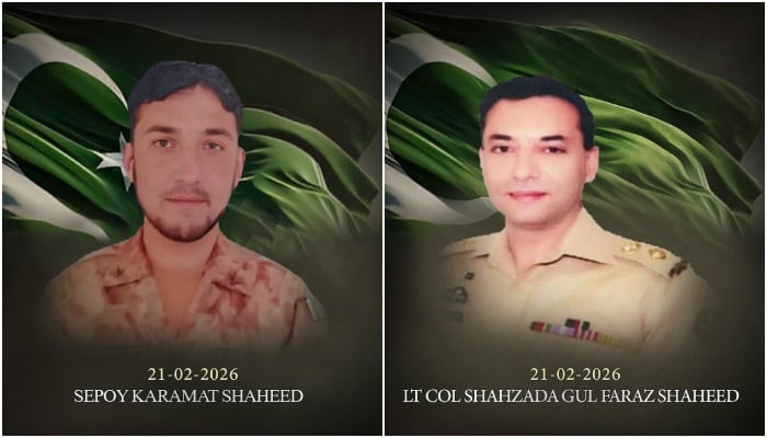 Collage showing Lieutenant Colonel Shahzada Gul Faraz (right) and Sepoy Karamat Shah. — ISPR