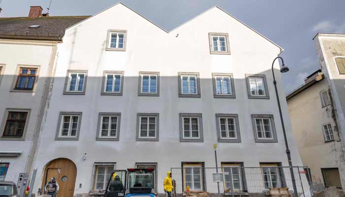 Workers are finishing works at the birth house of former German dictator Adolf Hitler that is turned into a police station, pictured on February 17, 2026.— AFP