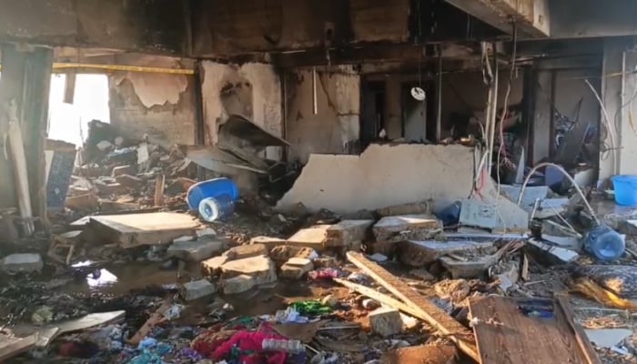 Inside view an apartment following an explosion, Karachi, February 22, 2026. — Reporter