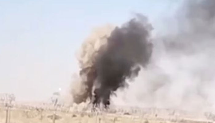 Smoke rises, in this still image from handout video, said to show Pakistani forces conducting a strike on an Afghan Taliban border post, in Spin Boldak, Afghanistan on October 15, 2025. — Reuters