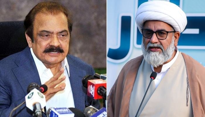 Adviser to Prime Minister on Political Affairs Rana Sanaullah (left) and MWM chief Senator Allama Raja Nasir Abbas. — Facebook/allamarajanasirmwm/Radio Pakistan