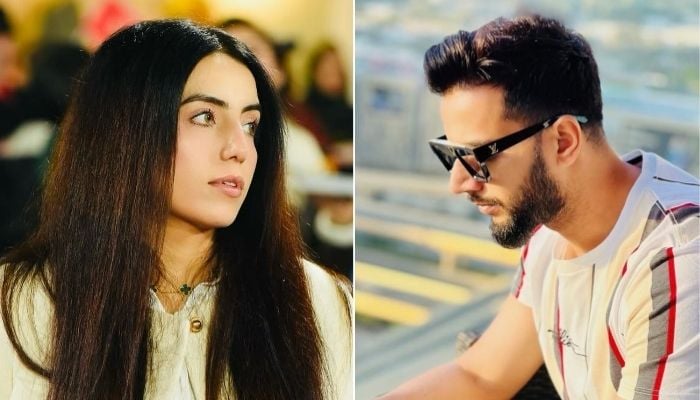 This collage shows Sannia Ashfaq (left) and cricketer Imad Wasim in a separate image. — Instagram/@Sannia_Ashfaq/@imadwasim