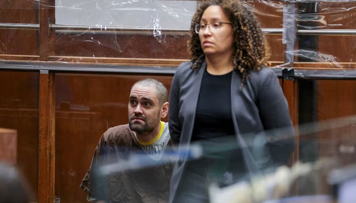 Nick Reiner appears with Deputy Public Defender Kimberly Greene during his arraignment in Los Angeles County Superior Court in Los Angeles, California, US, 23 February 2026. — Reuters