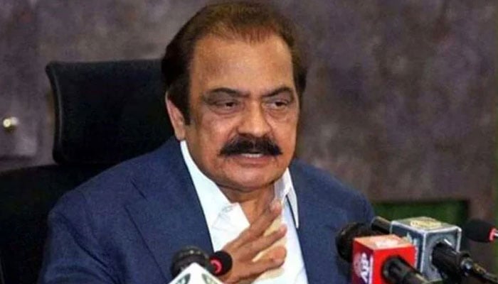Adviser to the Prime Minister on Political Affairs Rana Sanaullah speaks during a presser in Islamabad. — APP/File