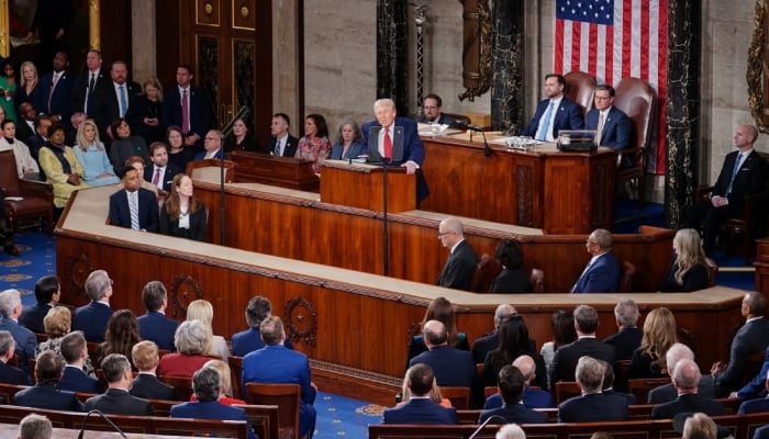 US President Donald J. Trump delivers the first State of the Union address of his second term to a joint session of Congress in the House Chamber of the United States Capitol in Washington, DC, on Tuesday, February 24, 2026. — Reuters
