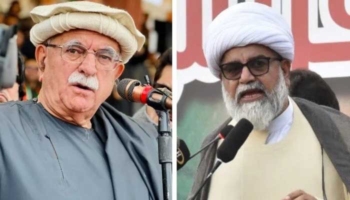This undated photo shows Pashtunkhwa Milli Awami Party (PkMAP) Chief Mahmood Khan Achakzai (left) and Majlis Wahdat-e-Muslimeen (MWM) chief Allama Raja Nasir Abbas. — X/@MKAchakzaiPKMAP/@AllamaRajaNasir