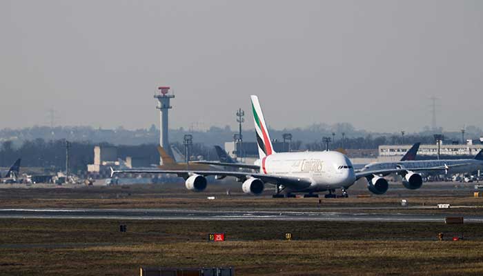 An Emirates plane with German tourists evacuated from the Middle East arrives from Dubai, amid the US-Israeli conflict with Iran, at the airport in Frankfurt, Germany, March 3, 2026. — Reuters