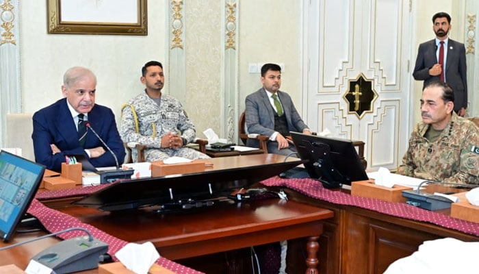 Prime Minister Shehbaz Sharif chairs a meeting regarding austerity measures across the country in the wake of the current regional situation on March 9, 2026. — APP