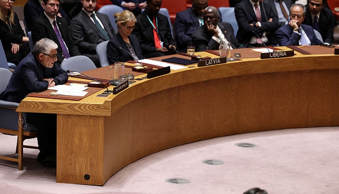 Amir-Saeid Iravani, Irans Ambassador to the United Nations, addresses members of the United Nations Security Council on resolutions on the situation in Iran and the Middle East at UN headquarters in New York City, US, March 11, 2026. — Reuters