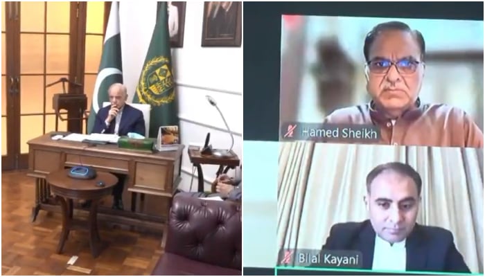 PM Shehbaz (left) chairing a meeting to review the impact of fuel price fluctuations and the implementation of government austerity measures in Islamabad on March 14, 2026. — PM Office