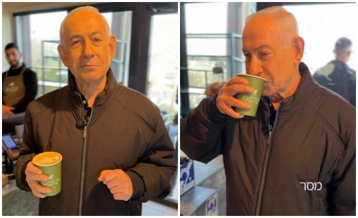 Israeli Prime Minister Benjamin Netanyahu reacts at a cafe, amid the US-Israeli conflict with Iran, in Jerusalem, March 15, 2026, in this screen grab taken from a handout video. — Reuters