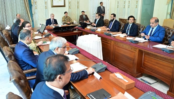 Prime Minister Shehbaz Sharif chairs a high-level committee meeting in Islamabad. — APP/File