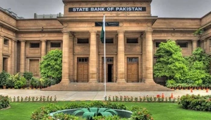 The facade of the State Bank of Pakistans building in Karachi. — AFP/File