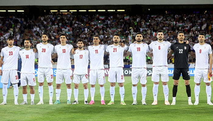 Iran players line up before the World CupAsian Qualifiers match agaisnt North Korea at Azadi Stadium, Tehran, Iran on June 10, 2025. — Reuters