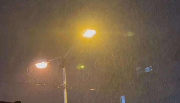 This image shows parts of Karachi receiving rainfall. — Geo News