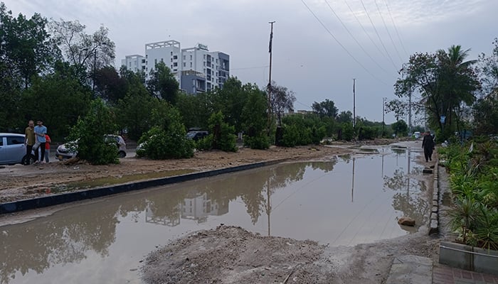 Aftermath of early morning rain in Karachi on March 21, 2026. — Thenews.pk