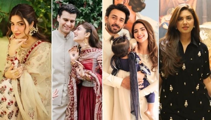 From (left to right), Pakistani celebrities Kinza Hashmi, Hina Afridi, Saboor Ali, and Sunita Marshal, posing in pictures. — Instagram