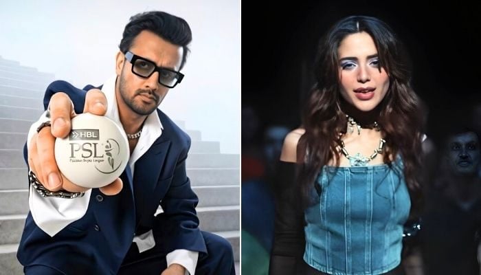 This collage features Pakistans top singers Atif Aslam (left) and Aima Baig in the official PSL 11 anthem. — Screengrab via YouTube/@PakistanSuperLeagueOfficial