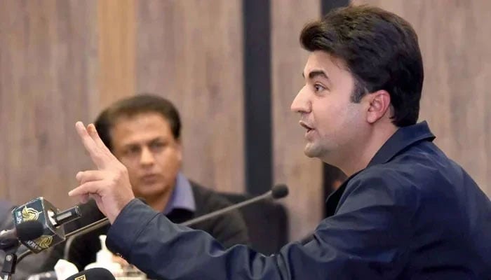 Murad Saeed addresses a press conference in Islamabad in this undated image. — PID/File