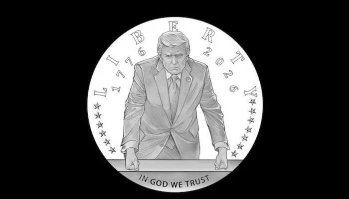 A Semiquincentennial commemorative gold coin design featuring US President Donald Trump. — Reuters