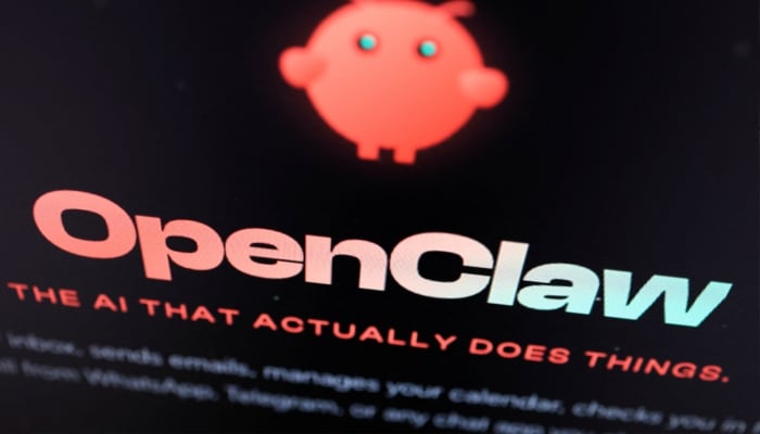 The logo of OpenClaw, an open-source AI assistant, is seen on the softwares website in this illustration picture taken March 12, 2026. — Reuters